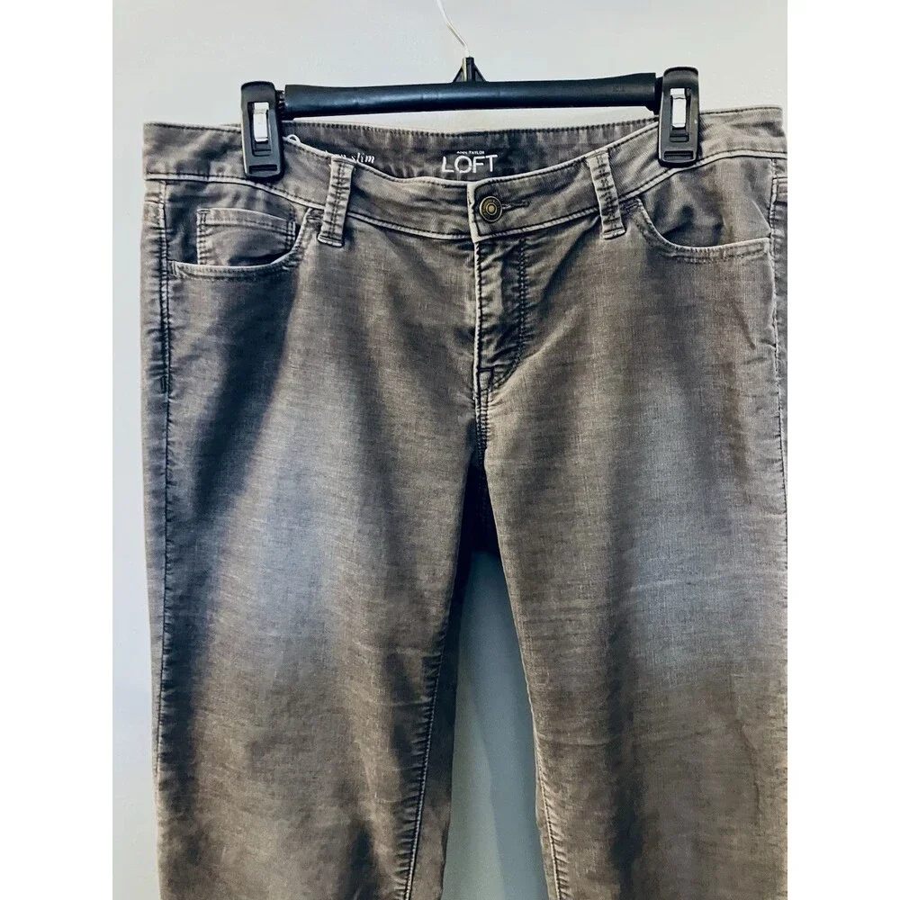 Ann Taylor Loft Womens Gray Corduroy Pants Size 10 With Pockets - Picture 5 of 7